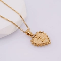 Gold heart-shaped pendant necklace featuring an embossed letter Z with vintage texture - Z (With Chain)