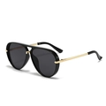 Gafas de sol de aviador de moda con montura negra, detalles dorados y lentes oscuras - C1 Montura Negra Lentes Grises