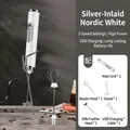 Cordless electric milk frother in nordic white with stand and whisk attachments - Double Head with Stand / Electroplated White