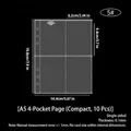 A5 4-pocket clear photo sleeve pages for 3 inch photocards, 10 pack single sided - A5 Compact 4-Pocket Pages 10 Sheets 5#