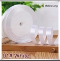 White 1cm satin ribbon for gift wrapping, 22 meters long polyester roll for DIY crafts - 01# White