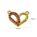 14K vergoldeter Edelstahl Herzanhänger mit roten Zirkonia und 15mm Maßangaben - Rosaroter Zirkonia