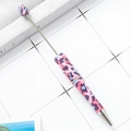 DIY beadable pen with pink and purple leopard print pattern and metal rod for beads - Pink Purple Blue Camouflage (101)