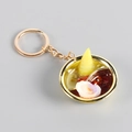 Miniature hot pot keychain with golden bowl and realistic soup ingredients model - Oyster Hot Pot / Gold Key Ring Style