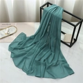 Elegant dark green pearl chiffon long scarf for women draped on a sleek metal frame - 175cmx70cm / Lake Green