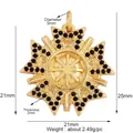 Golden octagonal star charm with black micro-set stones for DIY jewelry making - Black Diamond Octagonal Star Medal (L616823-Gold)