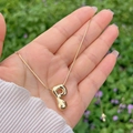 Polished 18K gold plated balloon bubble letter P pendant necklace on a slender chain - Gold P