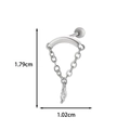 Silver barbell stud earring featuring dual chains and clear teardrop gemstone pendant - Chain Marquise Zircon Style (11#) / Silver