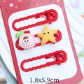Detail of red festive clips with cute cartoon star and cake on decorative card 1.8x5.9cm - New Year Red