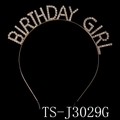 Diadema Birthday Girl brillante con strass dorados para fiestas y celebraciones - Dorado Cristal Claro-BIRTHDAY GIRL