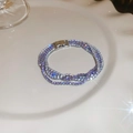 Macro shot of multi-layer sparkling zircon bracelet with silver clasp on white plate - 4# Multi-layer Bracelet - Silver Purple