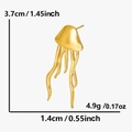 Orecchini pendenti a forma di medusa dorata con design marino dettagliato e lucido - Oro