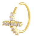 Vergoldeter Kreuz Nasenring mit funkelndem Zirkonia für Damen Piercing Schmuck - Kupfer / Kreuz (WG-0600)