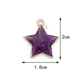 Purple glitter star-shaped alloy pendant with gold border for DIY jewelry making - Purple Glitter Star