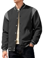 Herren schwere Fleece-Baseballjacke in Schwarz und Grau mit gerippten Bündchen - S / Schwarz