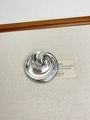 Macro detail of silver whirlpool metal brooch on linen background for suits - 14 Silver Round Vortex (XZ0012B)