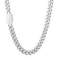 Collana a catena cubana minimalista in acciaio inossidabile argento con chiusura - Collana / 6mm Larghezza 45cm Lunghezza / Color Acciaio