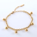 Pulsera de cadena de acero inoxidable dorado pulido con cuentas y cierre de langosta - Dorado