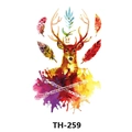Waterproof tattoo sticker TH-259 featuring a watercolor deer head with feathers and arrows - Th-259 / 210*148mm