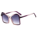 Mode Übergroße quadratische Sonnenbrille mit lila Verlaufsgläsern und rosa Rahmen - Lila-Rosa Rahmen Verlaufs-Graue Linsen
