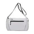 Light grey crossbody sling bag with adjustable black strap and multi-pocket design - Van Gogh White