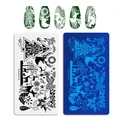Detail of Christmas nail stamping plate featuring reindeer, snowflakes and festive patterns - Christmas Style 05 (MANZILIN-05)
