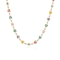 Close-up of gold chain featuring colorful enamel butterfly pendants with bead accents - Gold (Colorful Butterfly)