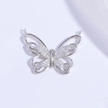 Exquisiter S925 Sterling Silber Schmetterling Anhänger mit funkelnden Zirkonia Steinen - Weißgold Schmetterlingsanhänger Mit Doppelter Schlaufe