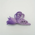 Pince à cheveux mate violette motif tulipe et papillon pour coiffure élégante de femme - Tulipe Papillon / Violet
