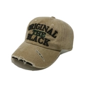 Dettaglio del cappello da baseball kaki invecchiato con lavaggio vintage e ricamo 3D - M(56-58cm) / Cachi