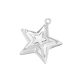 Pendentif étoile en argent exquis avec goutte d'huile blanche et diamants étincelants - Argent Avec Émail Blanc et Zircone Blanche