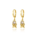 Golden huggie hoop earrings featuring a sparkling cartoon animal pendant with clear zircon - Exquisite Gemstone (Style 4)