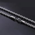 Collar de cadena de cuerda de acero inoxidable plateado con cierre de langosta - Collar de cadena de cuerda / 3,0 mm de ancho 50 cm de largo