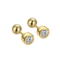 S925 Sterling Silber vergoldete Ohrstecker mit Schraubverschluss und rundem Zirkonia - Standardtyp / Gold