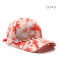 Adjustable baseball cap featuring a unique red and white cloud tie-dye cotton fabric - Red White Dynamic Tie-dye (B3-10)