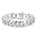 Bracciale cubano da 15mm in acciaio argento con robusta chiusura rettangolare - Bracciale KB153793-Z / Argento