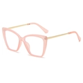Roze vlinderbril met blauw licht filter en gouden metalen pootjes voor dames - Transparant Roze Goud Frame C4