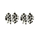 Pair of white hair bows with black basketball print pattern for kids daily wear - White Black Basketball