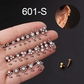 Set di piercing labret in acciaio argento e zirconi con 23 diversi design floreali - Stile Geometrico (1#) / Argento