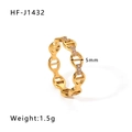 Vista detallada de anillo de cadena dorada de 5mm con micro pavé de circonitas - US 6 / Dorado