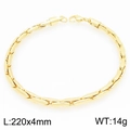 220mm long and 4mm wide golden stainless steel rope chain bracelet weighing 14g - Gold Oval Link Style (KB204710-ZJZL)