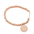 Roségoldenes Perlenarmband mit runden Metallperlen und einem gravierten Anhänger für Damen - Roségold