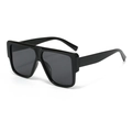 Gafas de sol cuadradas clásicas negras oversize para mujer con vista de 45 grados - C01 Marco Negro Lente Gris
