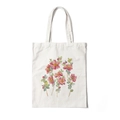 Off-white canvas tote bag featuring delicate pink floral watercolor prints on white background - Style X-Watercolor Pink Flower