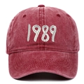 Berretto da baseball vintage bordeaux in cotone lavato con ricamo 1989 bianco - Borgogna