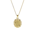 18k gold plated brass oval pendant necklace featuring engraved letter C with floral patterns - Necklace C