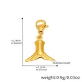 Pendentif en forme de queue de sirène dorée en acier inoxydable avec fermoir mousqueton - D198-Breloques Queue de Poisson Dorées (Pack de 4)