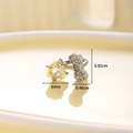 Silver horseshoe ring with yellow heart gem and pavé bow detail including size dimensions - Single Piece / Goose Yellow