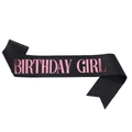 Glitter fabric birthday girl sash in black with pink foil text for party celebrations - One Size / Black with Pink Text - GIRL