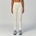 Leggings da yoga riciclati bianco crema a vita alta con vestibilità sportiva senza cuciture - XL / Albicocca Crema